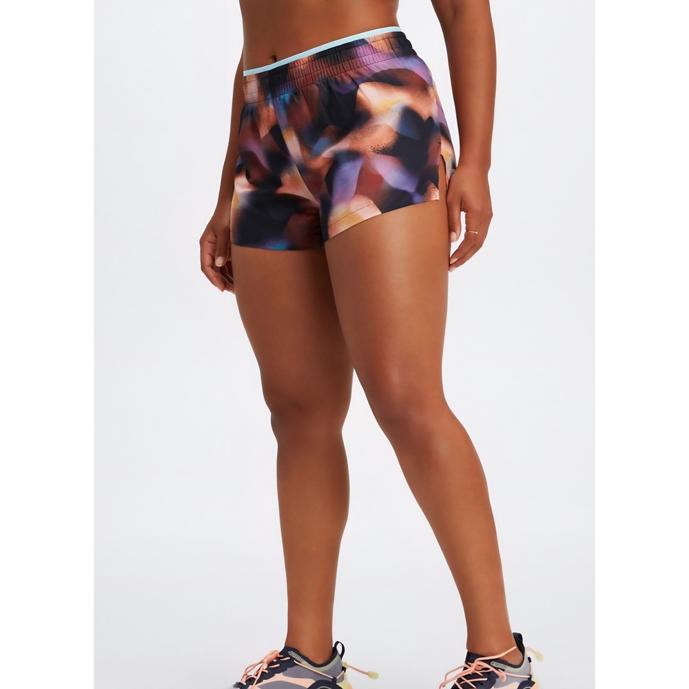 Fabletics Breathe Mid-Rise Run Shorts Multi Color Abstract Print Athletic L